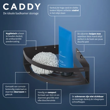 Tiger Caddy Hoekkorf Klein Zwart 8 Tiger Caddy Hoekkorf Klein Zwart - Afbeelding 6