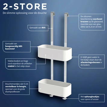 Tiger Doucherek Ophangbaar 2-store 25cm Wit 8 Tiger Doucherek Ophangbaar 2-store 25cm Wit - Afbeelding 6