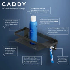 Tiger Douchemand Met Haak Caddy Zwart 18 Tiger Douchemand Met Haak Caddy Zwart -Badkamer Verkoop 123 1863