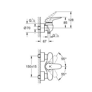 GROHE Douchekraan Wave Met Hendel Chroom 15 Cm 4 GROHE Douchekraan Wave Met Hendel Chroom 15 Cm - Afbeelding 2