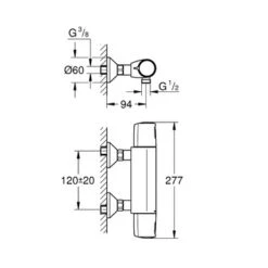 Grohe Thermostatische Douchekraan Precision Trend New Chroom 12 Cm -Badkamer Verkoop 123 245