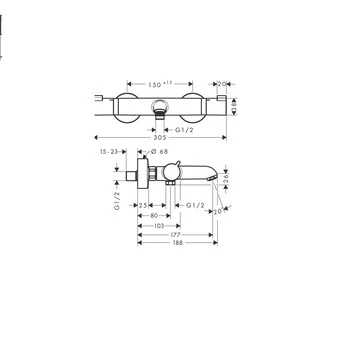 Hansgrohe Thermostatische Badkraan EcoStat Comfort Zwart 4 Hansgrohe Thermostatische Badkraan EcoStat Comfort Zwart - Afbeelding 2