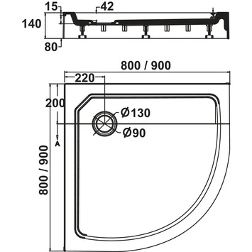 Sealskin Douchebak Fusion Kwartrond Opbouw 90x90x14 Cm Wit 4 Sealskin Douchebak Fusion Kwartrond Opbouw 90x90x14 Cm Wit - Afbeelding 2