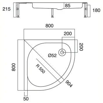 Sealskin Douchebak Optimo Kwartrond Opbouw 80x80x21.5 Cm 4 Sealskin Douchebak Optimo Kwartrond Opbouw 80x80x21.5 Cm - Afbeelding 2