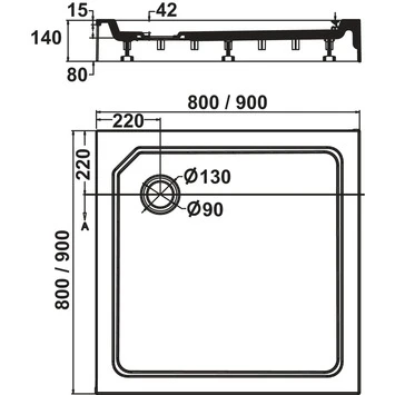 Sealskin Douchebak Fusion Vierkant Opbouw 80x80x14 Cm Wit 4 Sealskin Douchebak Fusion Vierkant Opbouw 80x80x14 Cm Wit - Afbeelding 2