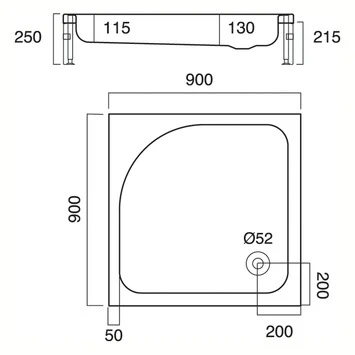 Sealskin Douchebak Optimo Vierkant Opbouw 90x90x25 Cm 4 Sealskin Douchebak Optimo Vierkant Opbouw 90x90x25 Cm - Afbeelding 2