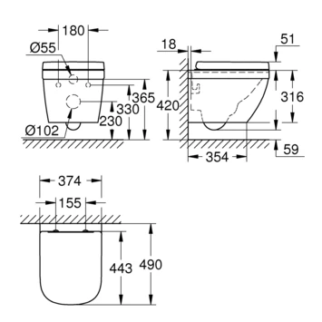 Grohe Wandcloset Ceramic Compact Verkort 6 Grohe Wandcloset Ceramic Compact Verkort - Afbeelding 4