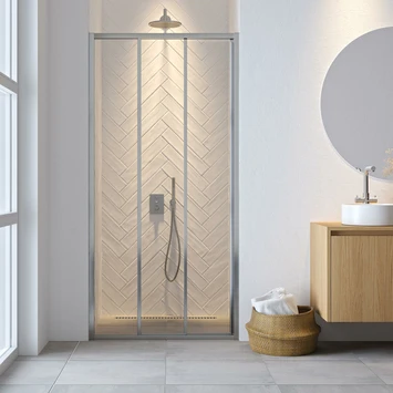 Sealskin Hooked Driedelige Schuifdeur 85x200 Cm, 6 Mm Helder Veiligheidsglas Met Antikalklaag Zilver Hoogglans 3 Sealskin Hooked Driedelige Schuifdeur 85x200 Cm, 6 Mm Helder Veiligheidsglas Met Antikalklaag Zilver Hoogglans