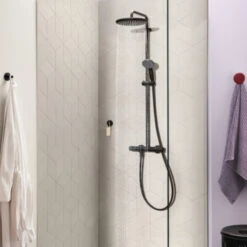 Grohe Douchesysteem Vitalio Start 250 Rond Met Thermostaatkraan QuickFix Mat Zwart -Badkamer Verkoop 123 3809