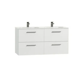 Tiger Studio Badkamermeubel 120cm Hoogglans Wit Met Dubbele Witte Wastafel