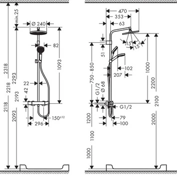 Hansgrohe Regendoucheset Met Thermostatische Douchekraan Crometta S240 Varia 4 Hansgrohe Regendoucheset Met Thermostatische Douchekraan Crometta S240 Varia - Afbeelding 2