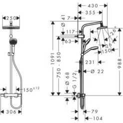 Hansgrohe Regendouche MySelect E 240 Vierkant Met Thermostatische Douchekraan En Handdouche 7 Hansgrohe Regendouche MySelect E 240 Vierkant Met Thermostatische Douchekraan En Handdouche -Badkamer Verkoop 123 3837