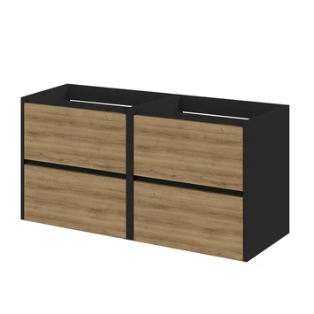 Tiger Reverse Meubelset 2x60 Cm Met 4 Lades Chalet Eik / Mat Zwart Inclusief 2 Quadro Wastafels Mat Zwart 5 Tiger Reverse Meubelset 2x60 Cm Met 4 Lades Chalet Eik / Mat Zwart Inclusief 2 Quadro Wastafels Mat Zwart - Afbeelding 3