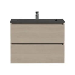 Tiger Karlo Badkamermeubel 80 Cm Naturel Eiken Met Wastafel Zwart -Badkamer Verkoop 123 434