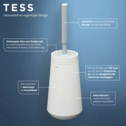 Tiger Toiletborstelhouder TESS Met Swoop Borstel Flexibel Wit/ Lichtgrijs -Badkamer Verkoop 123 4468