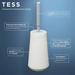 Tiger Toiletborstelhouder TESS Met Swoop Borstel Flexibel Wit/ Lichtgrijs -Badkamer Verkoop 123 4470