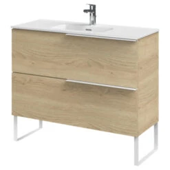 Tiger Badmeubelset Pocket 100 Cm Met 2 Lades Naturel Eik Incl. Looppoten