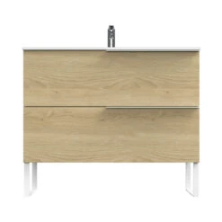 Tiger Badmeubelset Pocket 100 Cm Met 2 Lades Naturel Eik Incl. Looppoten -Badkamer Verkoop 123 459