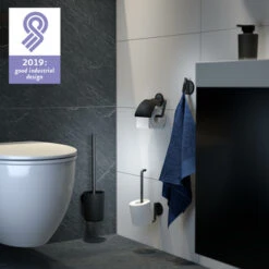 Tiger Tune Toiletrolhouder Met Klep Geborsteld Zwart/mat Zwart -Badkamer Verkoop 123 4747