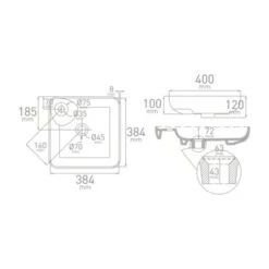 Van Marcke Waskom Fontana Opbouw Wit Keramiek 40x40x12.5 Cm -Badkamer Verkoop 123 5163
