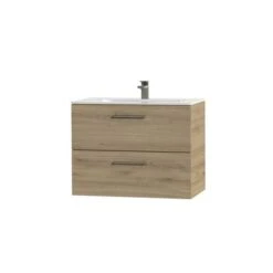 Tiger Badkamermeubel Studio 80cm Chalet Eik/wit Met Ronde RVS Greep -Badkamer Verkoop 123 52