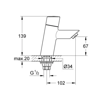 Grohe Fonteinkraan Feel Rechte Uitloop Met Draaiknop Chroom 4 Grohe Fonteinkraan Feel Rechte Uitloop Met Draaiknop Chroom - Afbeelding 2