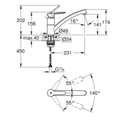 Grohe Keukenkraan Start Eco Met Hendel Chroom -Badkamer Verkoop 123 6100