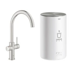 Grohe Red Compact Keukenkraan Met C-uitloop En 4 Liter Kokend Water Boiler Supersteel