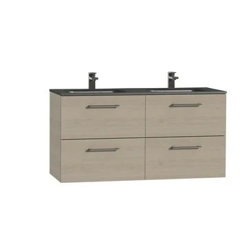 Tiger Badkamermeubel Studio 120cm Naturel Eik/matzwart Met Ronde RVS Greep 3 Tiger Badkamermeubel Studio 120cm Naturel Eik/matzwart Met Ronde RVS Greep