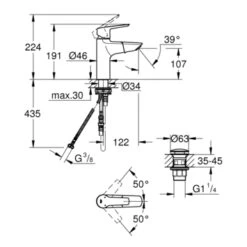 Grohe Wastafelkraan Start M-size Uittrekbaar QuickFix Chroom -Badkamer Verkoop 123 6222