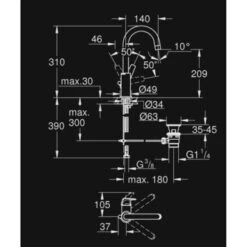 GROHE Wastafelkraan Start Flow L-size Met Hendel En Waste Chroom 9 GROHE Wastafelkraan Start Flow L-size Met Hendel En Waste Chroom -Badkamer Verkoop 123 6246