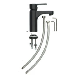 Atlantic Wastafelkraan Parker Met Hendel Zwart -Badkamer Verkoop 123 6302