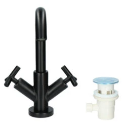 Absolut Wastafelkraan Post 2-knops Zwart 27 Absolut Wastafelkraan Post 2-knops Zwart -Badkamer Verkoop 123 6349