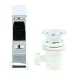 Aqualino Wastafelkraan Panaro Met Hendel En Waste Chroom -Badkamer Verkoop 123 6404