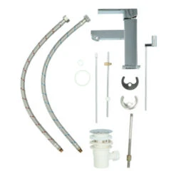 Aqualino Wastafelkraan Panaro Met Hendel En Waste Chroom -Badkamer Verkoop 123 6407