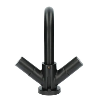 Aqualino Wastafelkraan Fortore 2-knops Met Waste Zwart 6 Aqualino Wastafelkraan Fortore 2-knops Met Waste Zwart - Afbeelding 4