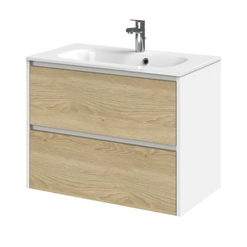 Tiger Reverse Meubelset 80 Cm Met 2 Lades Naturel Eik / Mat Wit Inclusief Oval Wastafel Hoogglans Wit 3 Tiger Reverse Meubelset 80 Cm Met 2 Lades Naturel Eik / Mat Wit Inclusief Oval Wastafel Hoogglans Wit