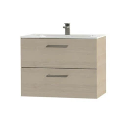 Tiger Badkamermeubel Studio 80cm Naturel Eik/wit Met Ronde RVS Greep -Badkamer Verkoop 123 664