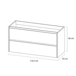 Tiger Reverse Meubelset 120 Cm Met 2 Lades Naturel Eik / Mat Wit Inclusief Oval Wastafel Dubbel Hoogglans Wit -Badkamer Verkoop 123 691