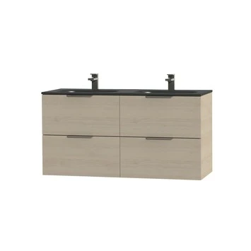 Tiger Badkamermeubel Studio 120cm Naturel Eik/matzwart Met Platte RVS Greep 5 Tiger Badkamermeubel Studio 120cm Naturel Eik/matzwart Met Platte RVS Greep - Afbeelding 3