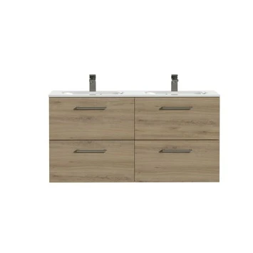 Tiger Badkamermeubel Studio 120cm Chalet Eik/wit Met Ronde RVS Greep 4 Tiger Badkamermeubel Studio 120cm Chalet Eik/wit Met Ronde RVS Greep - Afbeelding 2