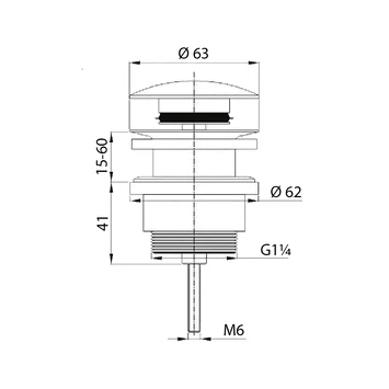Tiger Ontario Wastafelplug Zonder Overloop 5/4 4 Tiger Ontario Wastafelplug Zonder Overloop 5/4 - Afbeelding 2