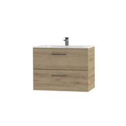 Tiger Badkamermeubel Studio 80cm Chalet Eik/wit Met RVS Greep -Badkamer Verkoop 123 710