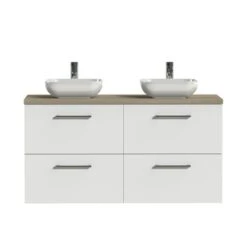 Tiger Badkamermeubel Studio 120cm Hoogglans Wit/witte Waskom Met Ronde Greep