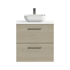 Tiger Badkamermeubel Studio 60cm Naturel Eik/witte Waskom Met Vierkante Greep