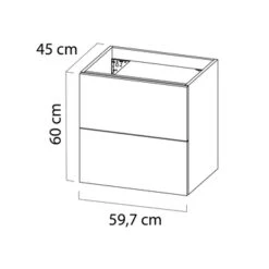 Tiger Badkamermeubel Studio 60cm Naturel Eik/witte Waskom Met Vierkante Greep -Badkamer Verkoop 123 749