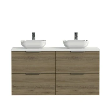 Tiger Badkamermeubel Studio 120cm Chalet Eik/witte Waskom Met Profielgreep 3 Tiger Badkamermeubel Studio 120cm Chalet Eik/witte Waskom Met Profielgreep