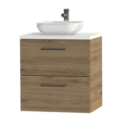 Tiger Badkamermeubel Studio 60cm Chalet Eik/witte Waskom Met Vierkante Greep -Badkamer Verkoop 123 760