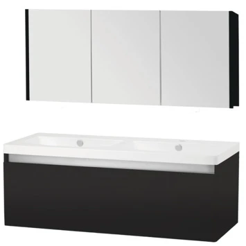 Stripe Badmeubelset Hoogglans Zwart 120 Cm 3 Stripe Badmeubelset Hoogglans Zwart 120 Cm
