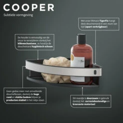 Tiger Hoekdouchemand Cooper 21 Cm RVS/zwart -Badkamer Verkoop 123 909